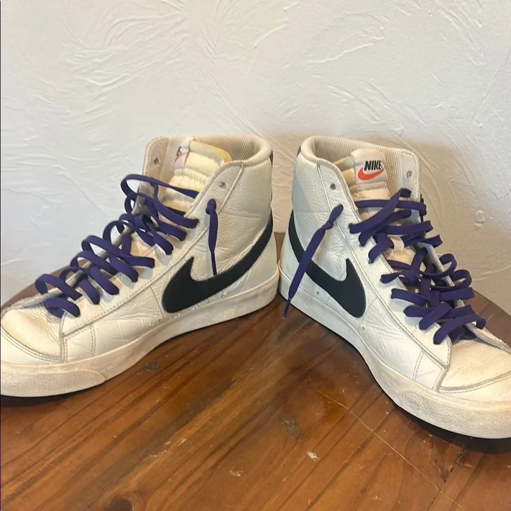 Custom Nike Blazers with Purple Laces Mens 10